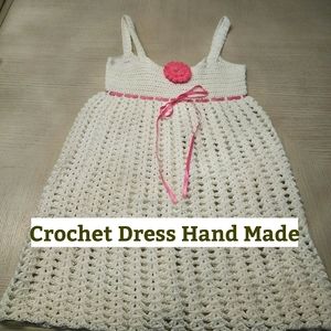 Crochet white Dress‎ Hand made size 6